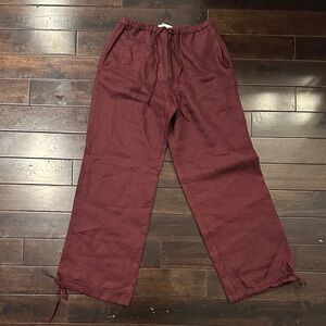 Zara Linen Maroon Joggers